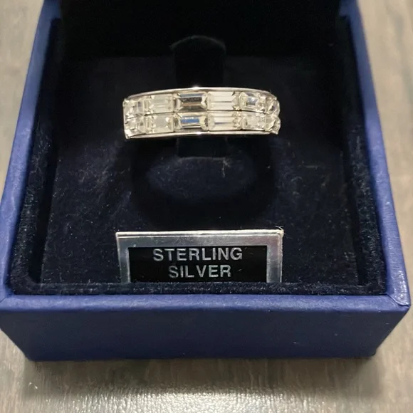 Y2K Vintage Swarovski Crystal Sterling Silver Ring Size 5 - Picture 2 of 11